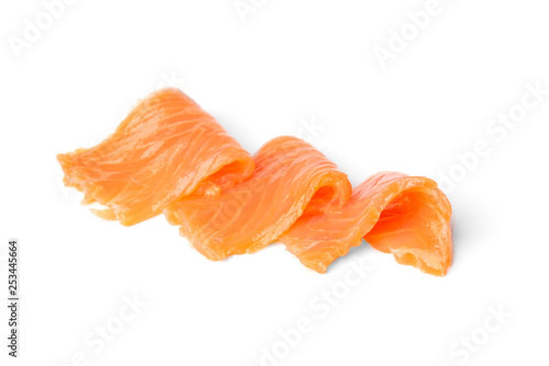 Salted salmon isolated on white background.
