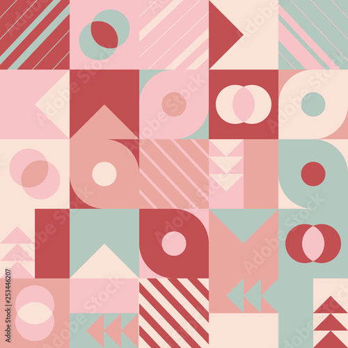Seamless pattern, geometry shapes in pink and blue tones