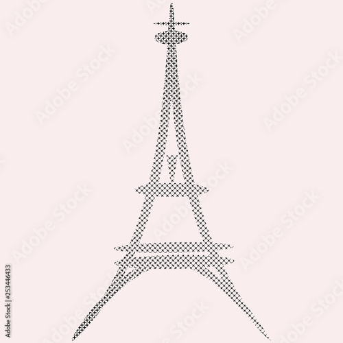 Fototapeta Naklejka Na Ścianę i Meble -  sketch of the Eiffel tower on a pink background