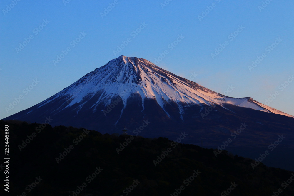 富士川越しの富士の朝焼け 富士川越しの富士の朝焼け