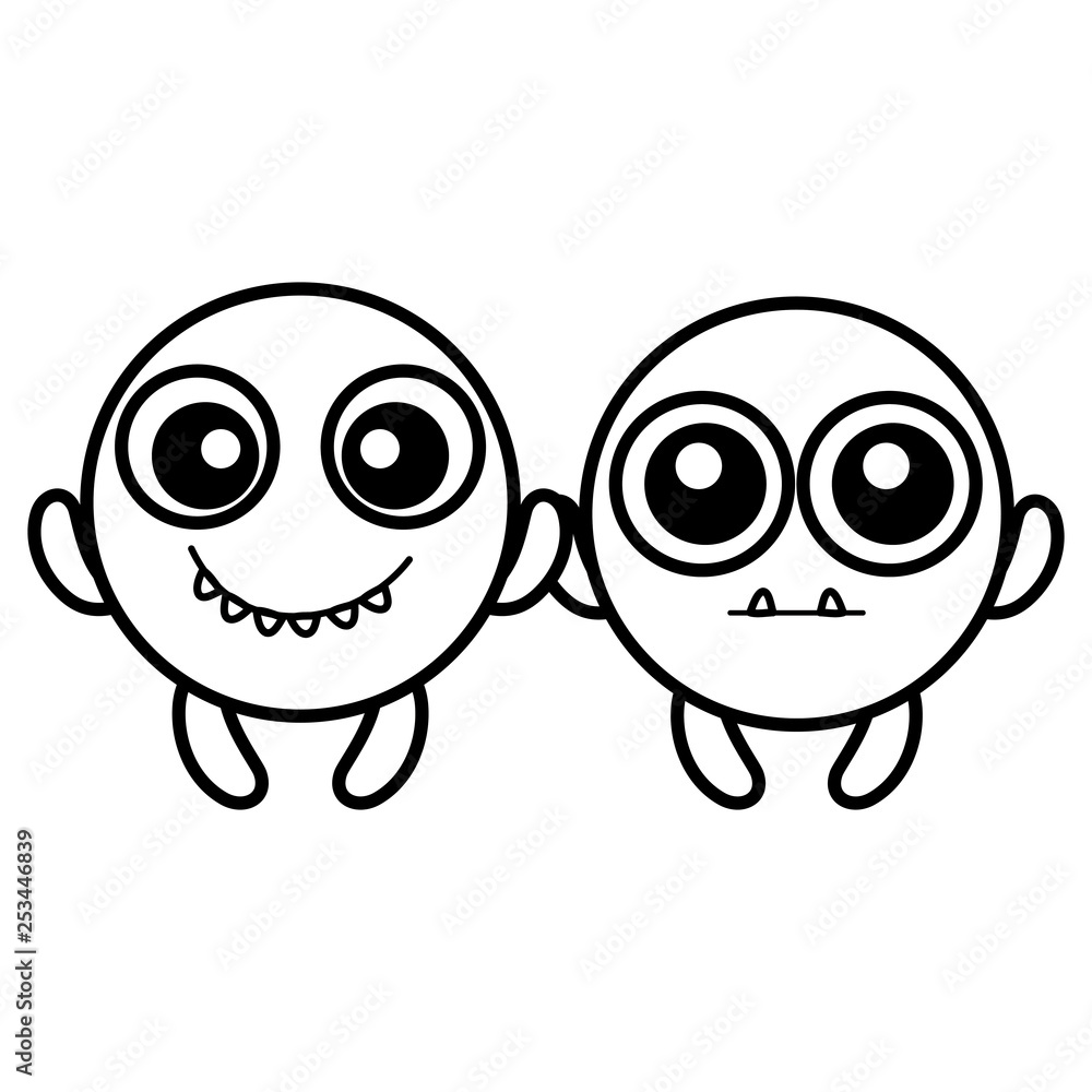 Obraz premium emoticons faces with crazy teeth couple characters