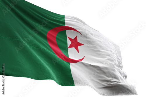 Algeria flag waving isolated white background 3D illustration