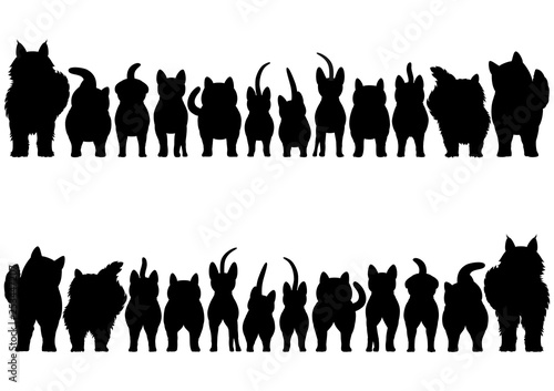 cats silhouette border set