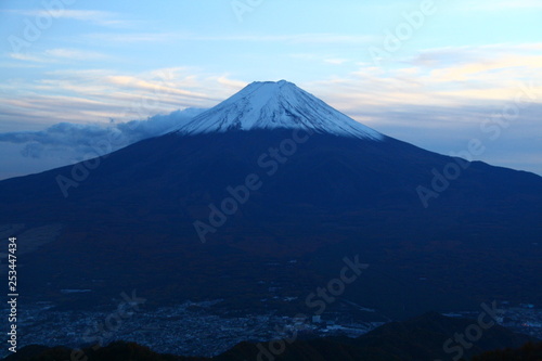 三つ峠の夕暮れ 山頂からの景色 霊峰富士