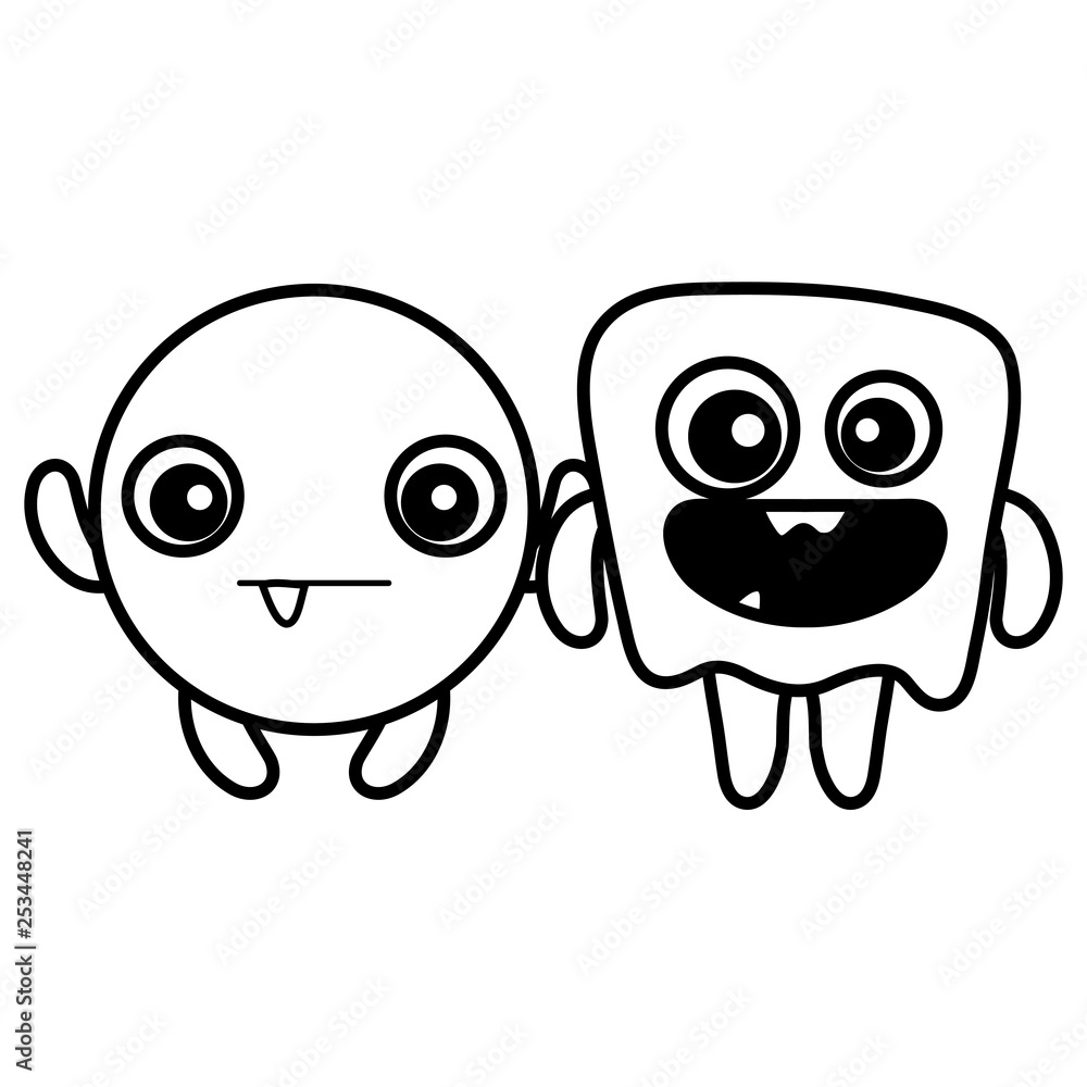 Fototapeta premium crazy monsters couple comic characters