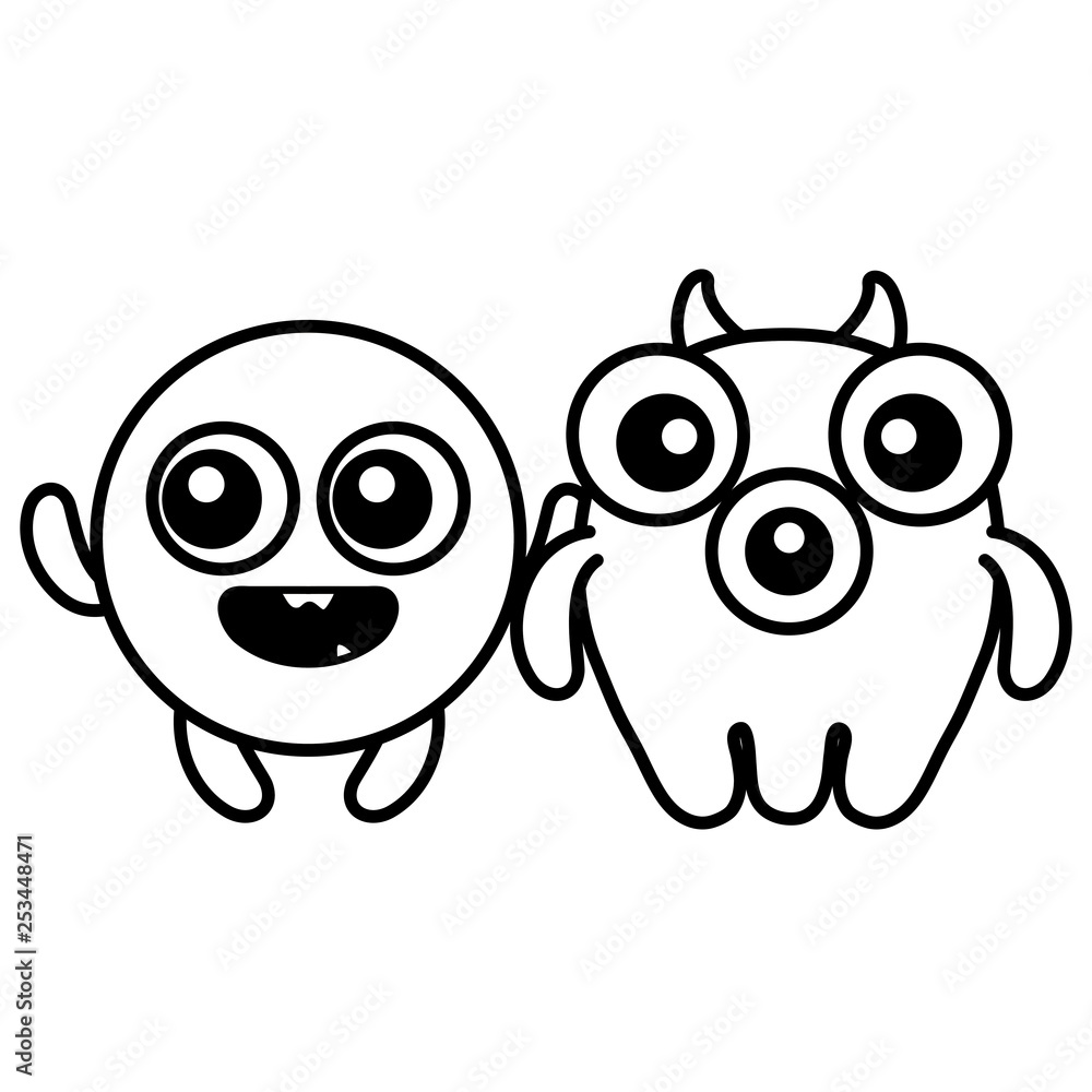 Fototapeta premium crazy monsters couple comic characters