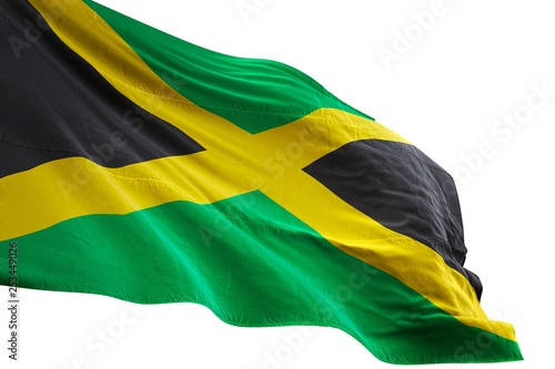 Jamaica flag waving isolated white background 3D illustration