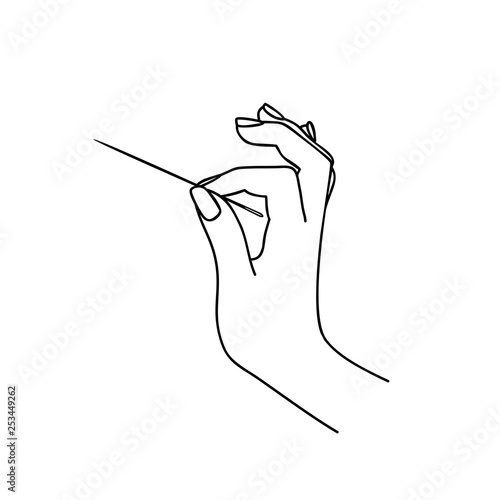 hand and needle logo