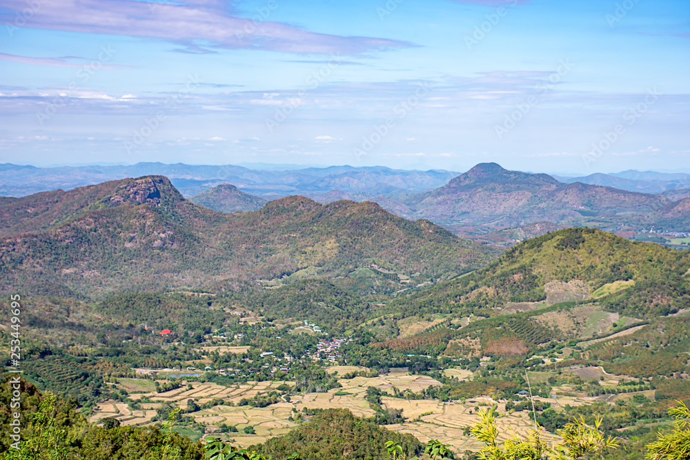 The beauty of mountains and Cityscape at Phu Rua , Loei in Thailand.