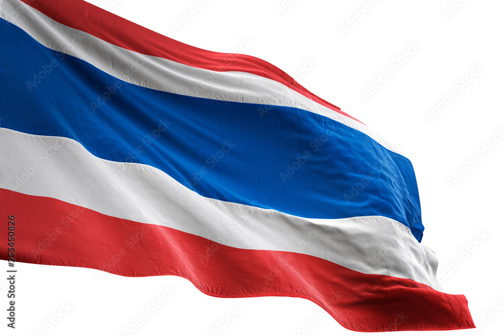 Naklejka premium Thailand flag waving isolated white background 3D illustration