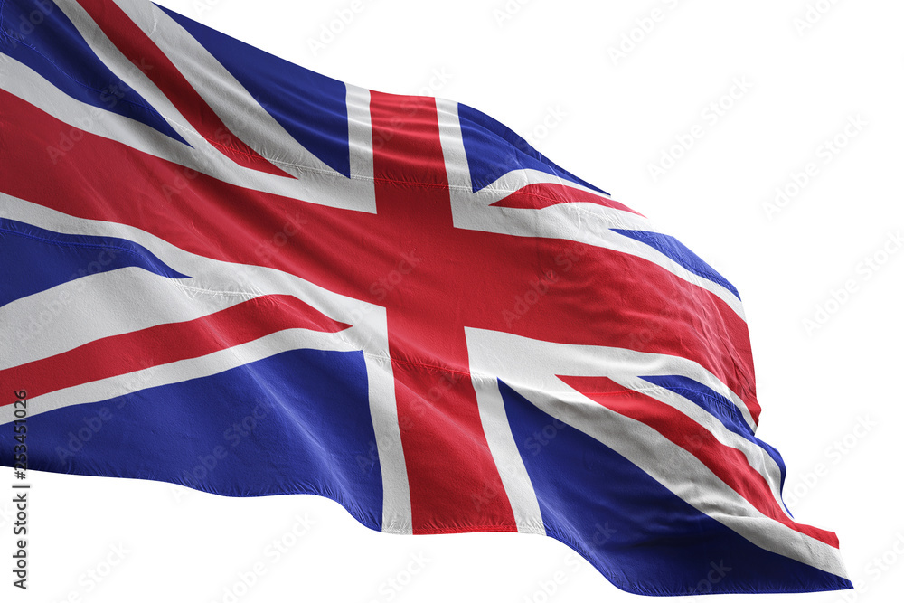 Fototapeta premium United Kingdom flag waving isolated white background 3D illustration