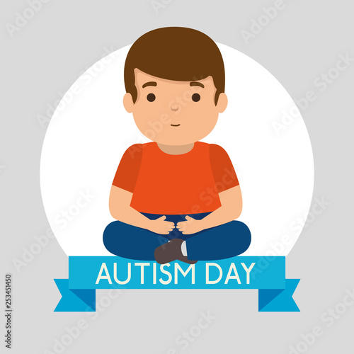 kid with ribbon to autism day champaign