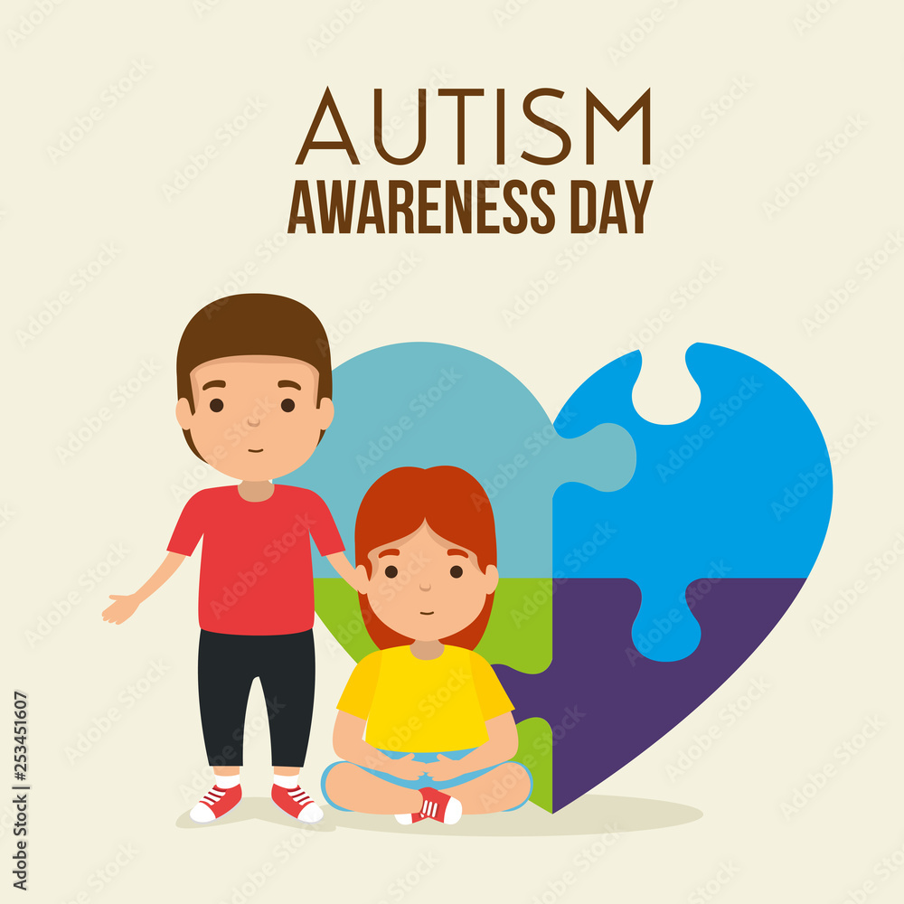 children together with heart puzzle to autism day children together with heart puzzle to autism day