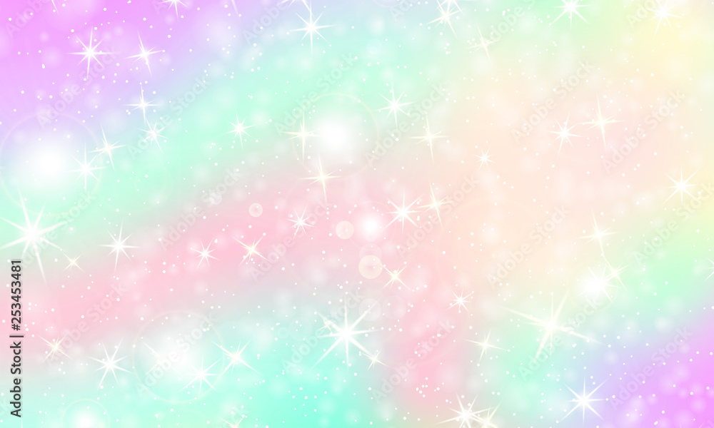 Unicorn rainbow background. Holographic sky Unicorn rainbow background. Holographic sky