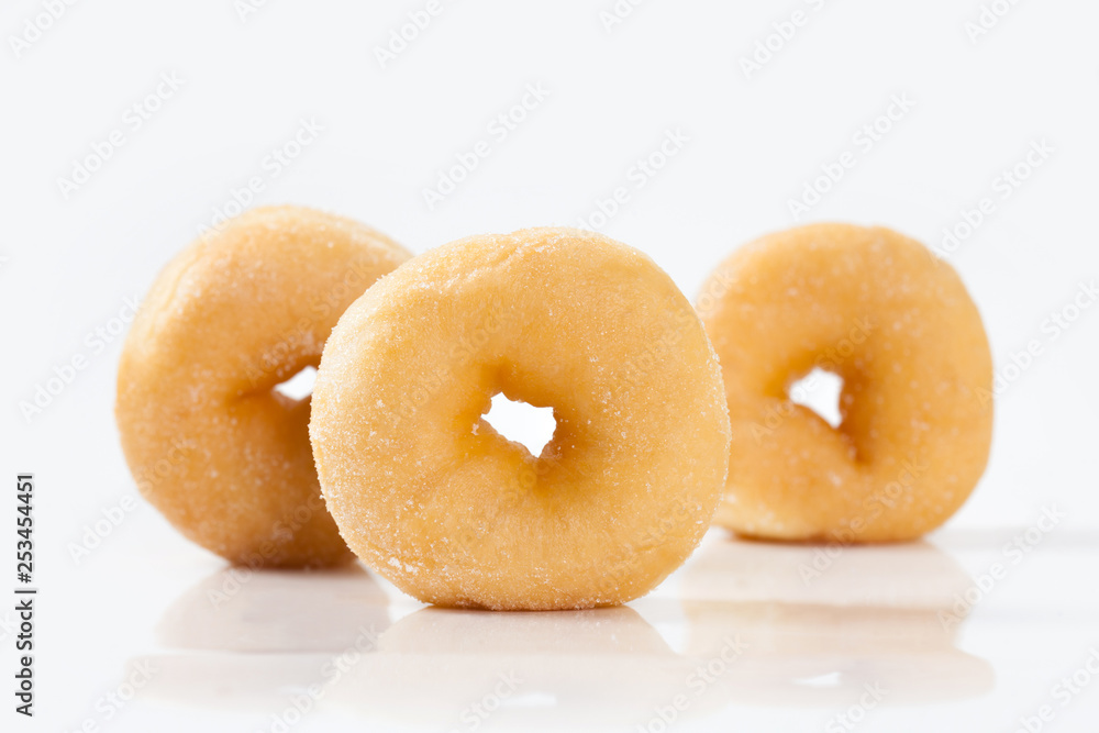 Donut isolated on white background with space for copy.