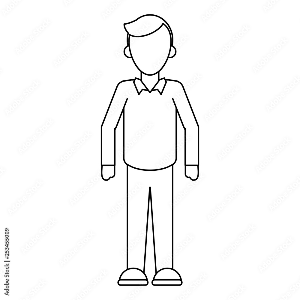 young man cartoon faceless in black and white young man cartoon faceless in black and white