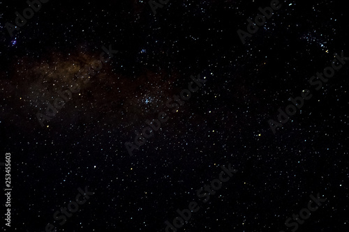 Stars and galaxy outer space sky night universe black starry background of shiny starfield photo