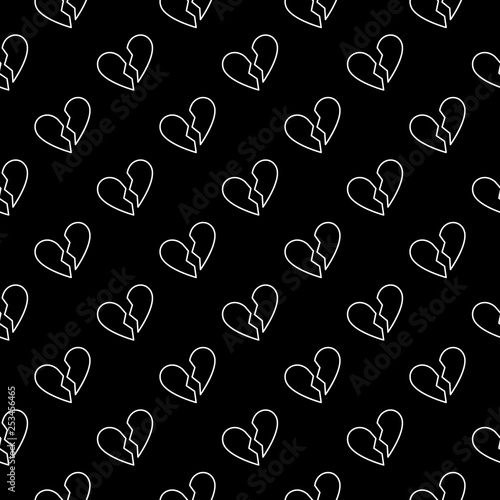 Heartbreak vector concept dark seamless pattern in outline style