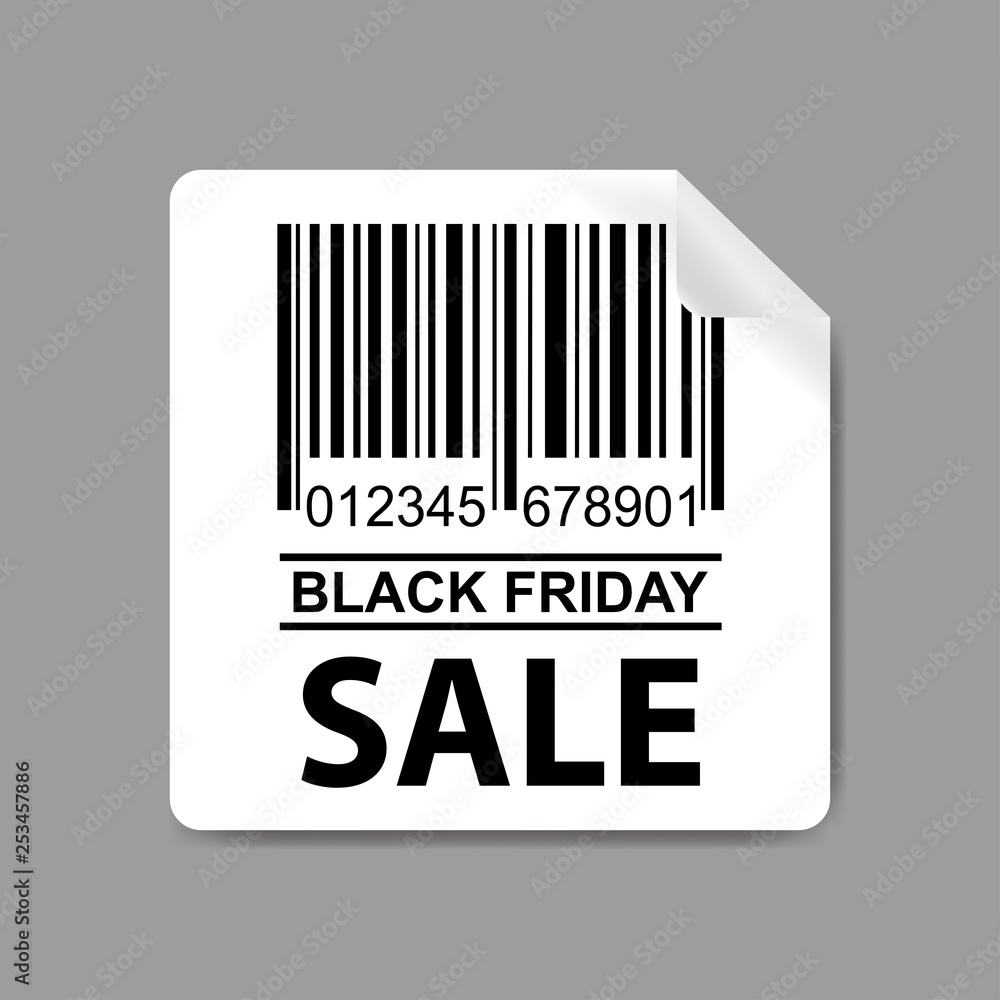 Label with Barcode icon and text sale,template for black friday Label with Barcode icon and text sale,template for black friday