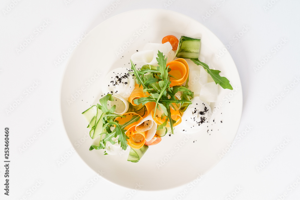 spring salad, top view spring salad, top view