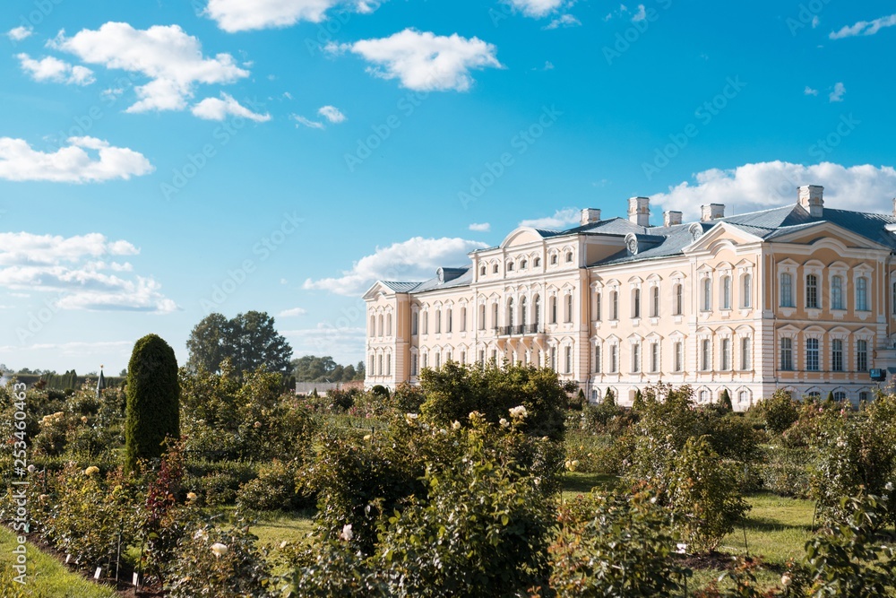 Rundale's palace in Latvia in Baroque style. Sunny day, end of summer