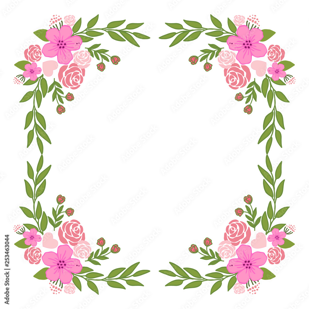Vector illustration colorful wreath frame blooms hand drawn