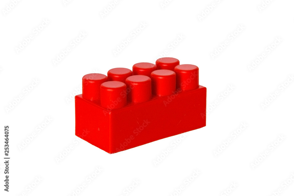 Fototapeta premium details of a children's plastic constructor on a white background. colored cubes. block.