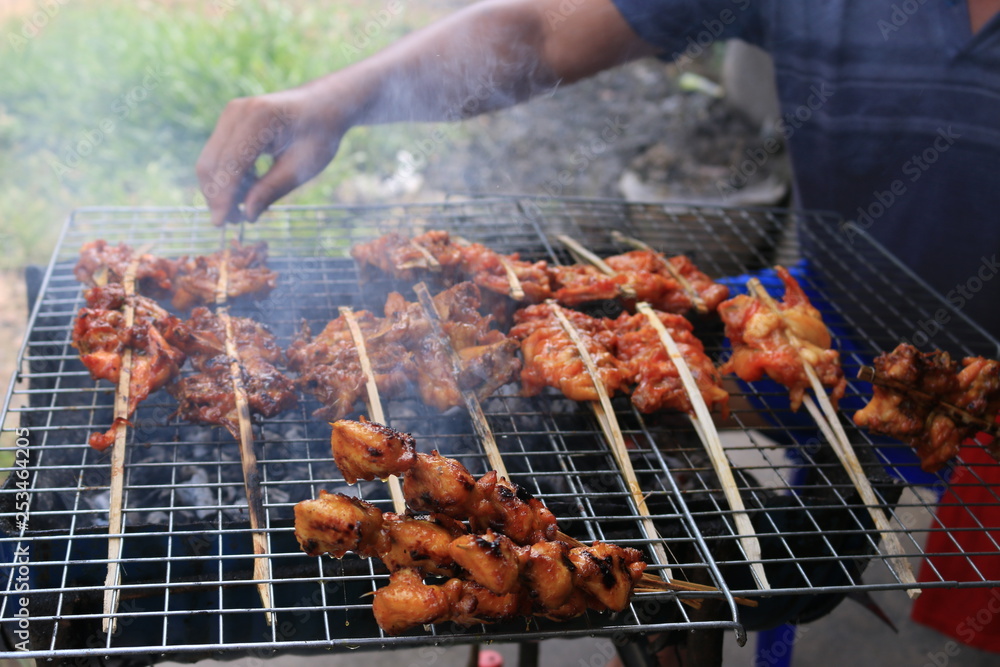 Roast chicken cart on the street