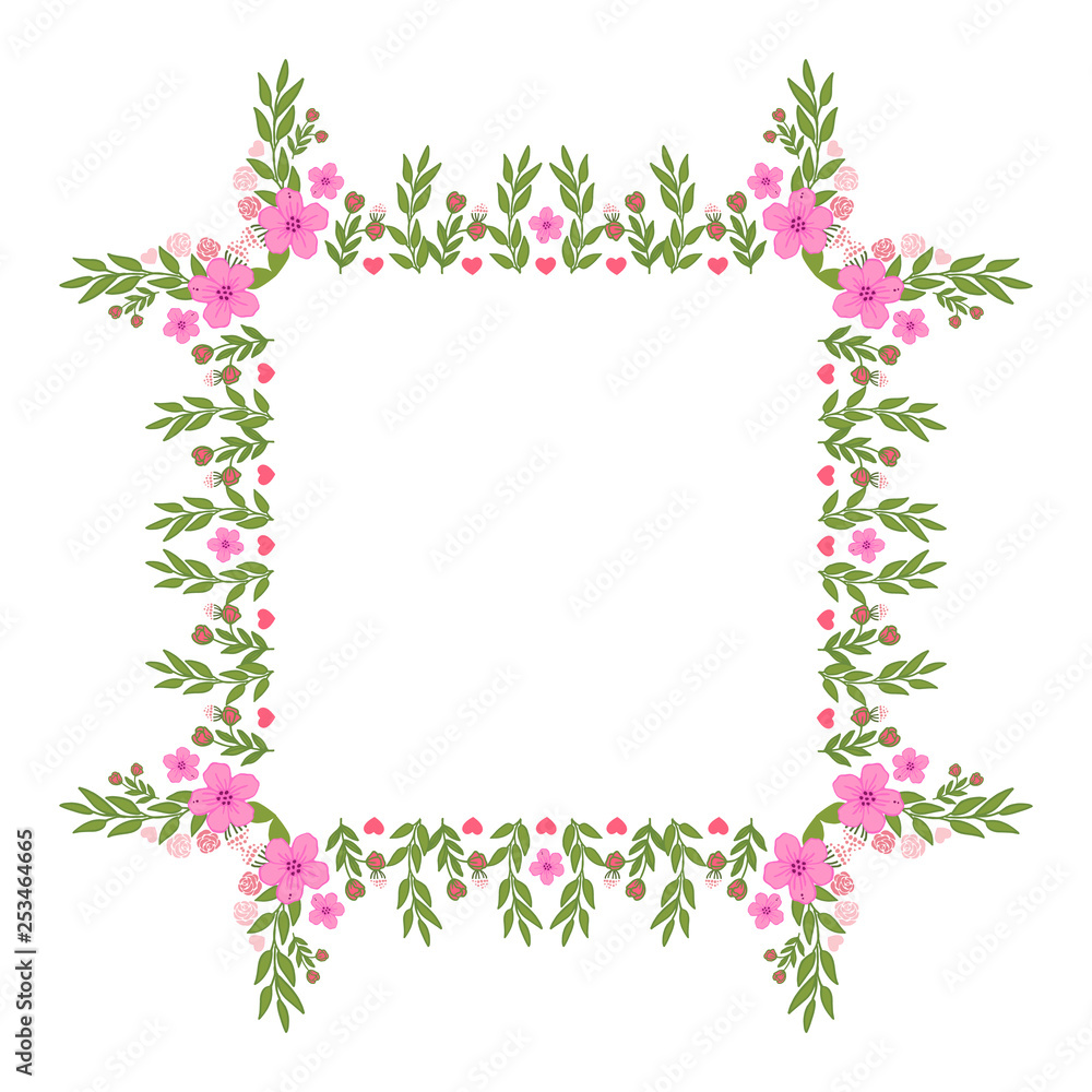 Vector illustration beautiful pink flower frame design with background hand drawn Vector illustration beautiful pink flower frame design with background hand drawn
