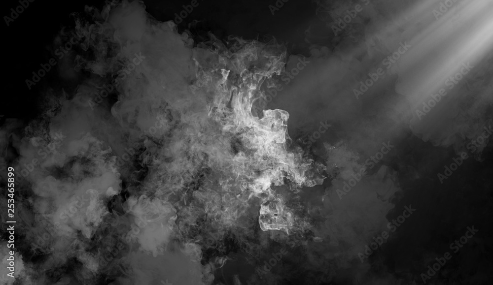 Abstract smoke steam moves on a black background .Concept of aromatherapy