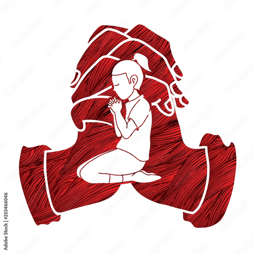 Little girl prayer, Praise to the Lord , Double exposure graphic vector ...