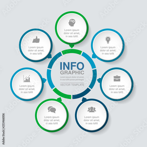 Vector infographic template forcirculxr diagram, graph, presentation, chart, business concept with 7 options.
