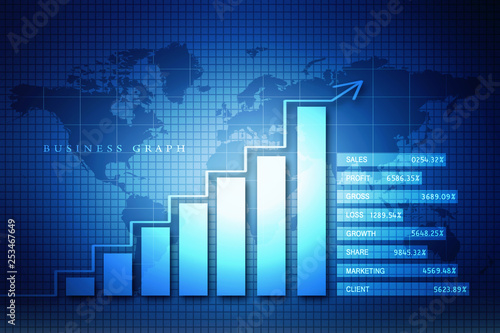 2d illustration Stock market online business concept. business Graph 