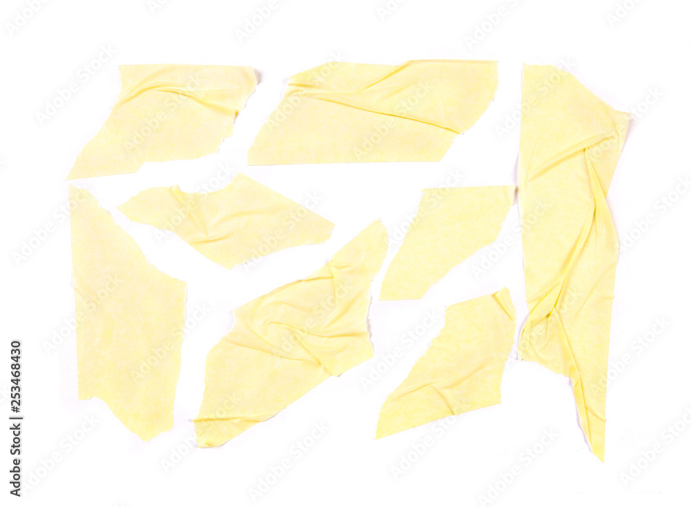 Set of yellow tapes on white background. Set of yellow tapes on white background.