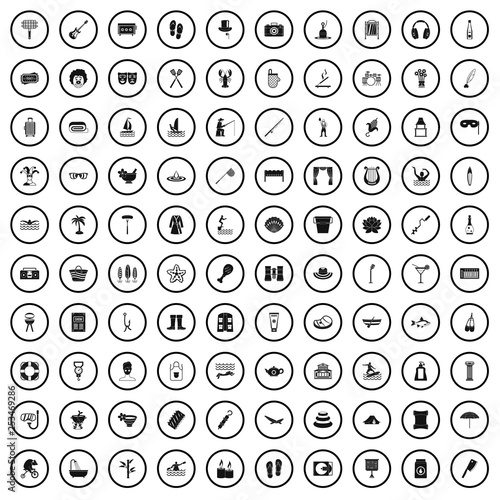 100 recreation icons set in simple style for any design vector illustration