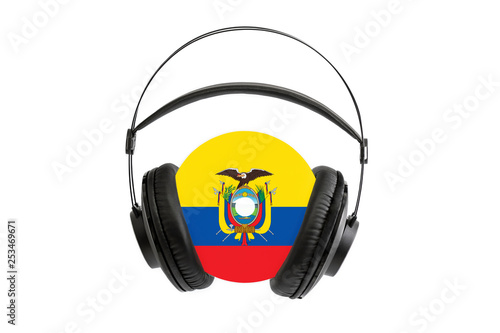 Photo of a headset with a CD with the flag of Ecuador