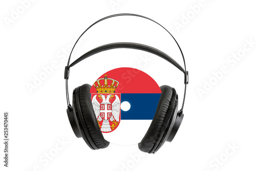 Photo of a headset with a CD with the flag of Serbia