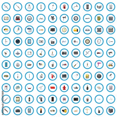 100 device icons set in cartoon style for any design vector illustration