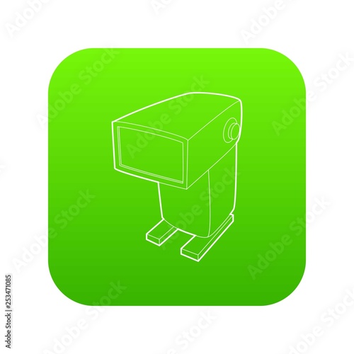 External flash camera icon green vector isolated on white background