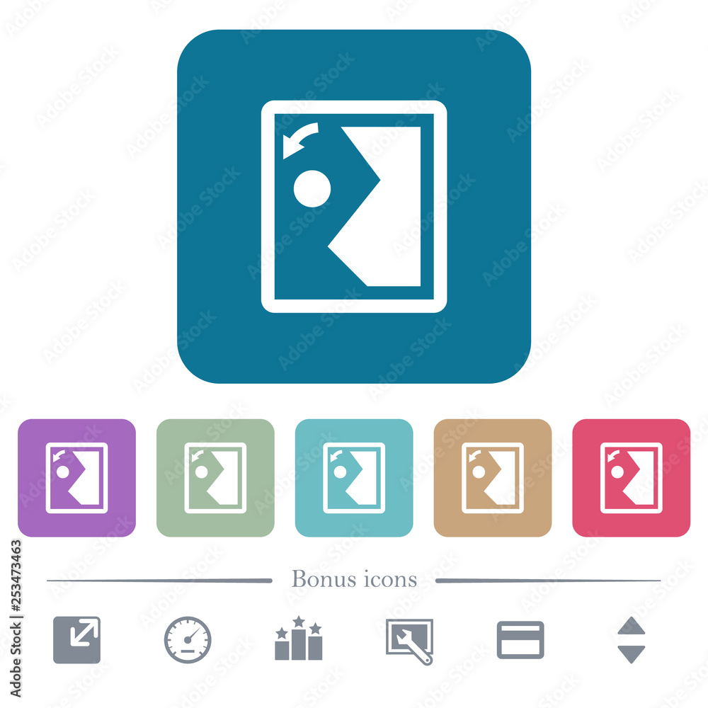 Rotate image left flat icons on color rounded square backgrounds Rotate image left flat icons on color rounded square backgrounds