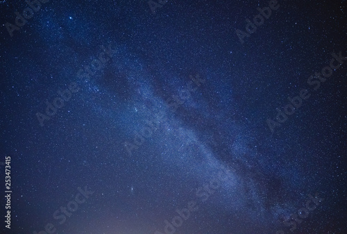 Beautiful night starry sky with Milky way galaxy. photo