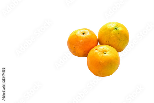 Group of Tangerines on White Background