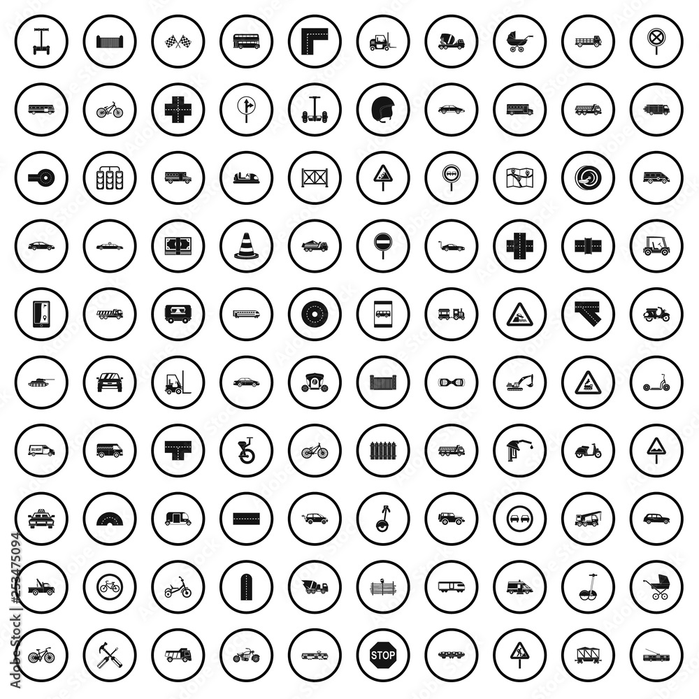 100 road icons set in simple style for any design vector illustration 100 road icons set in simple style for any design vector illustration