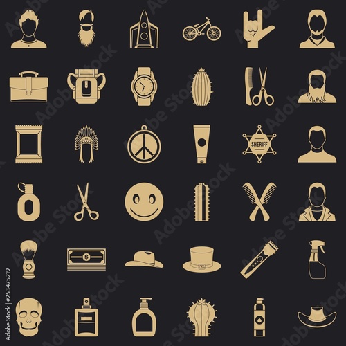 Barber icons set. Simple style of 36 barber vector icons for web for any design