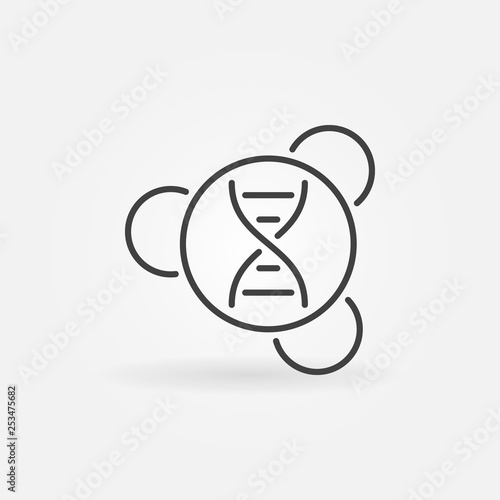 DNA in Molecule vector minimal icon or sign in thin line style