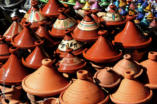 Handmade tajine market in Djeema el Fna square