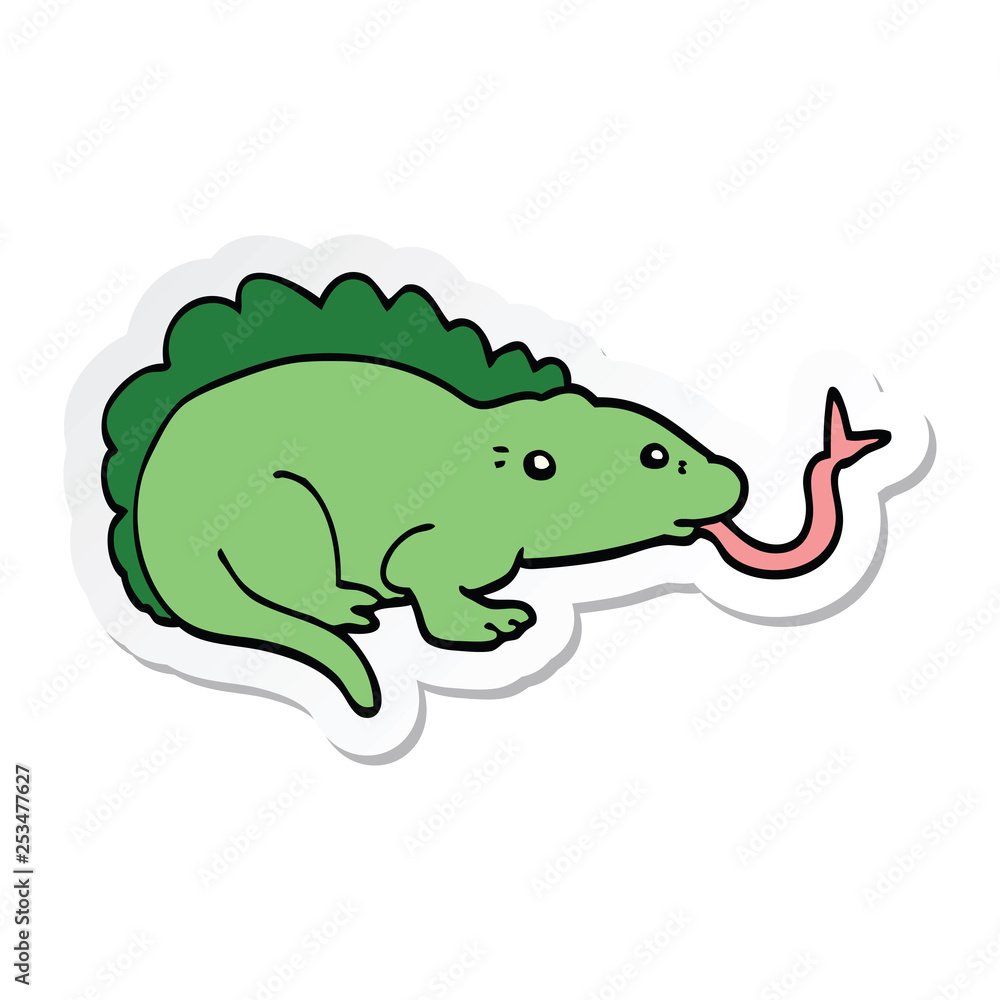 sticker of a cartoon lizard sticker of a cartoon lizard