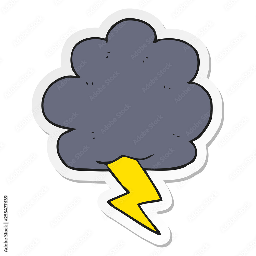 sticker of a cartoon thundercloud sticker of a cartoon thundercloud