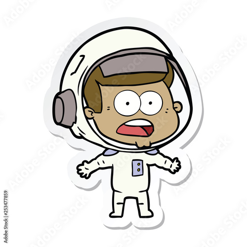 sticker of a cartoon surprised astronaut