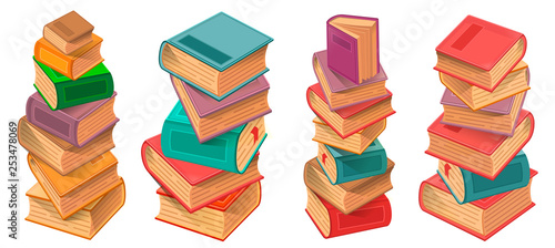 Book stacks on white background illustration © yayasya